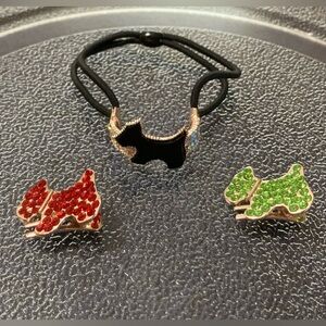 3 PC SCOTTIE DOG BEJEWELED HAIR SET